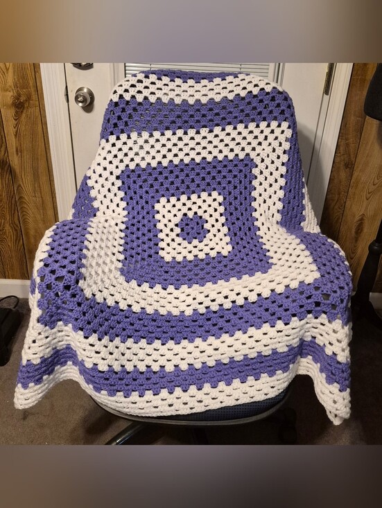Crochet Handmade Other - Cozy Crochet Throw Blanket in Purple and White